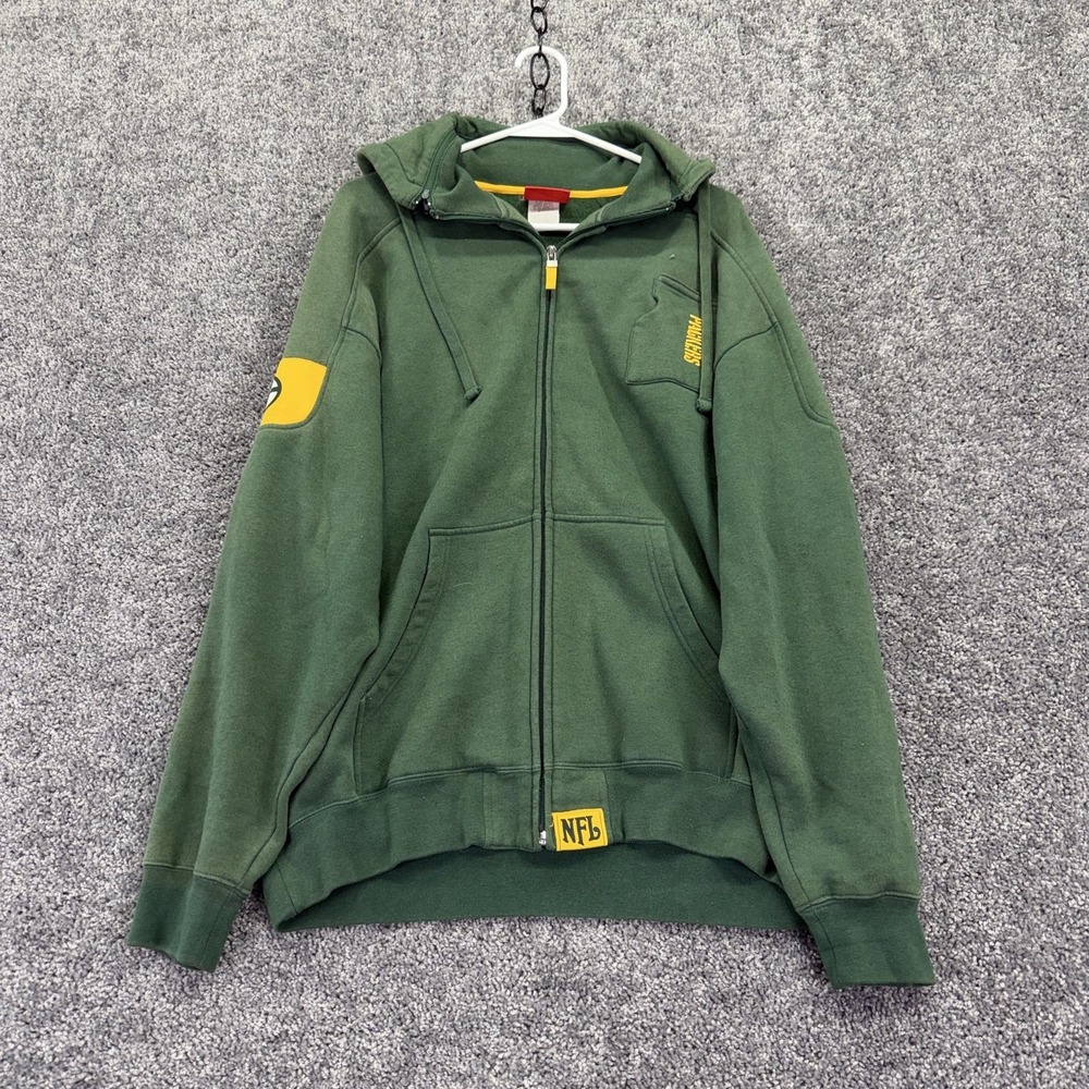 Green Bay Packers Sweatshirt Hoodie Mens Large Green NFL Football NFL Full Zip